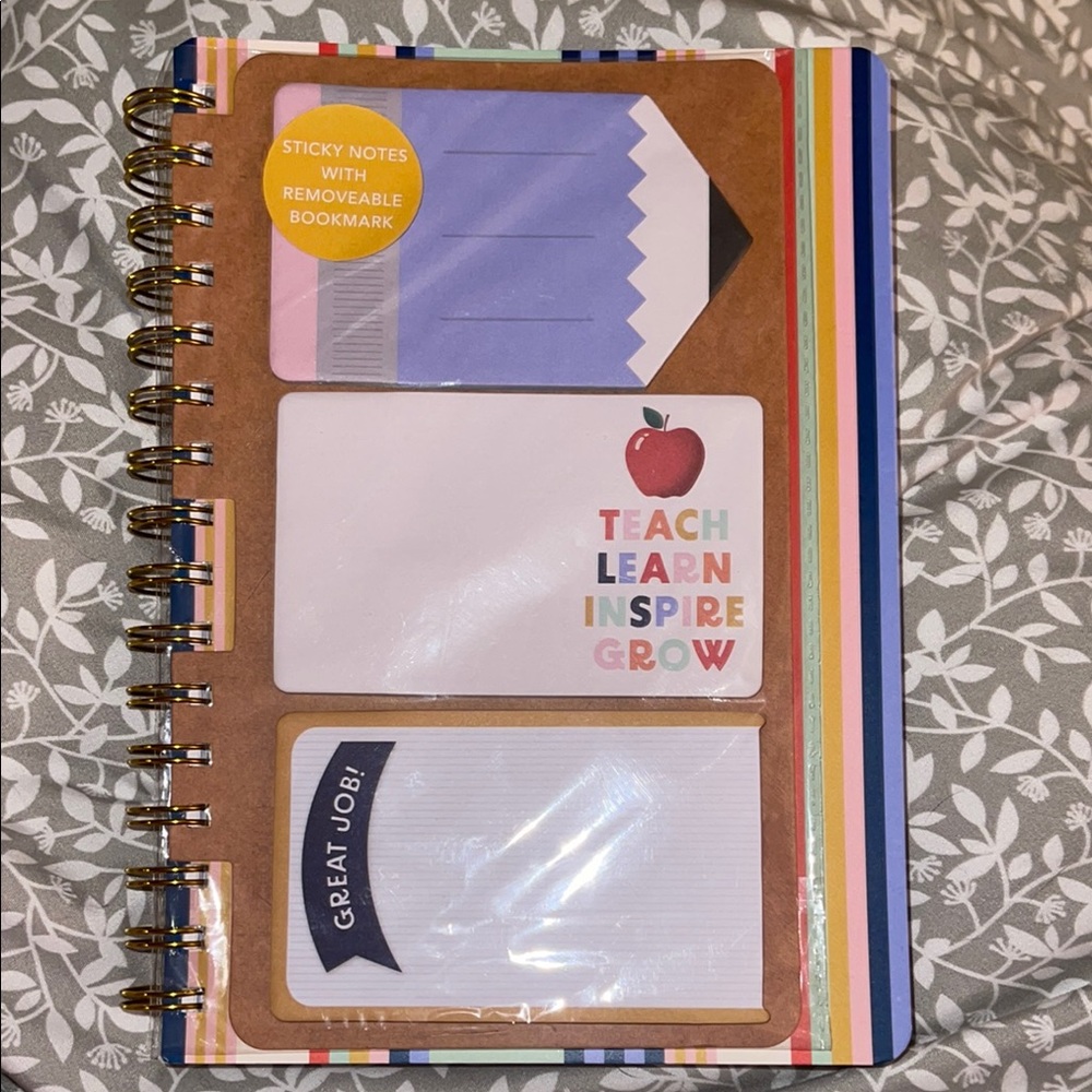 Colorful Spiral Notebook with Sticky Notes